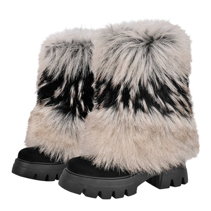 Fur Round Toe Platform Mid-Calf Boots | Onlymaker Sale