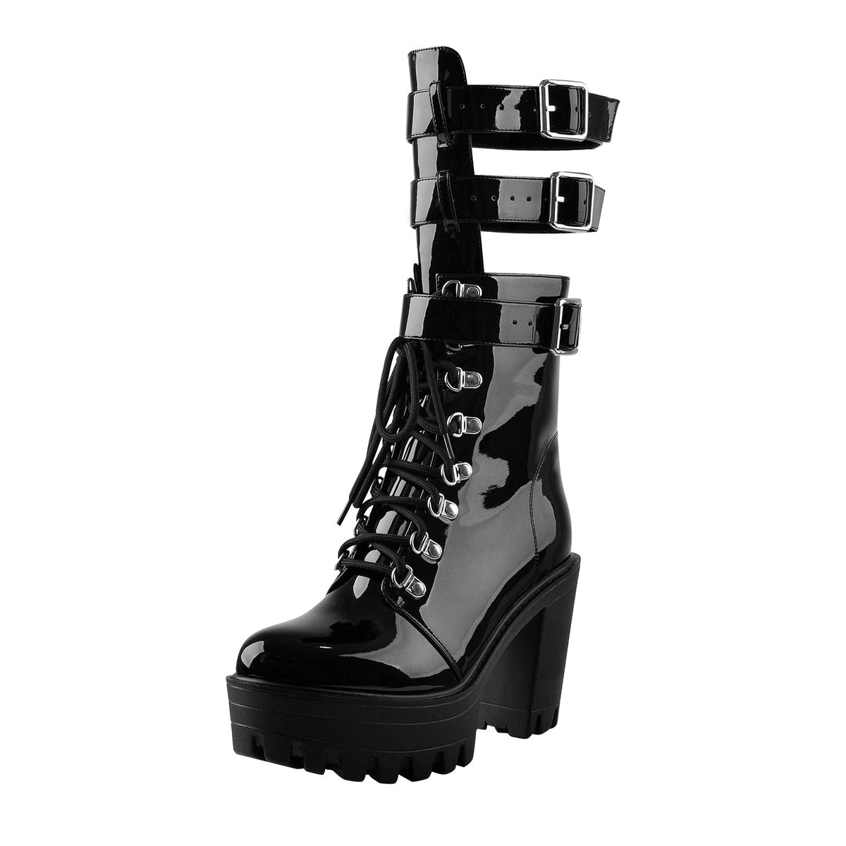 Holographic Platform Chunky Heels Boots | Onlymaker Trusted