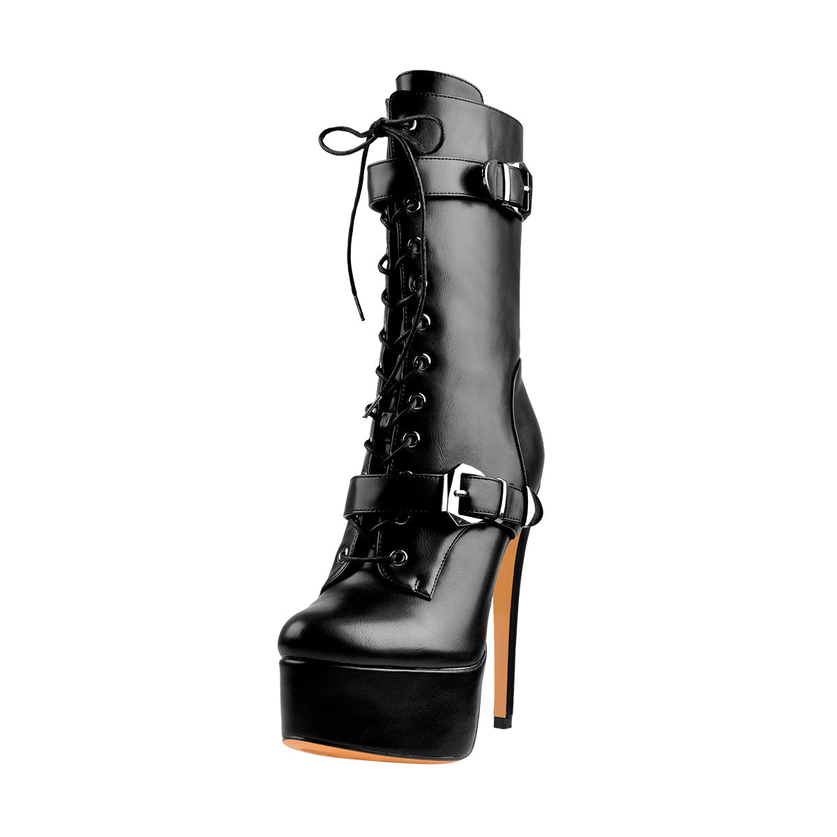 Punk Buckle Strap Platform High Heels Ankle Boots | Onlymaker Latest