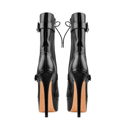 Punk Buckle Strap Platform High Heels Ankle Boots | Onlymaker Latest