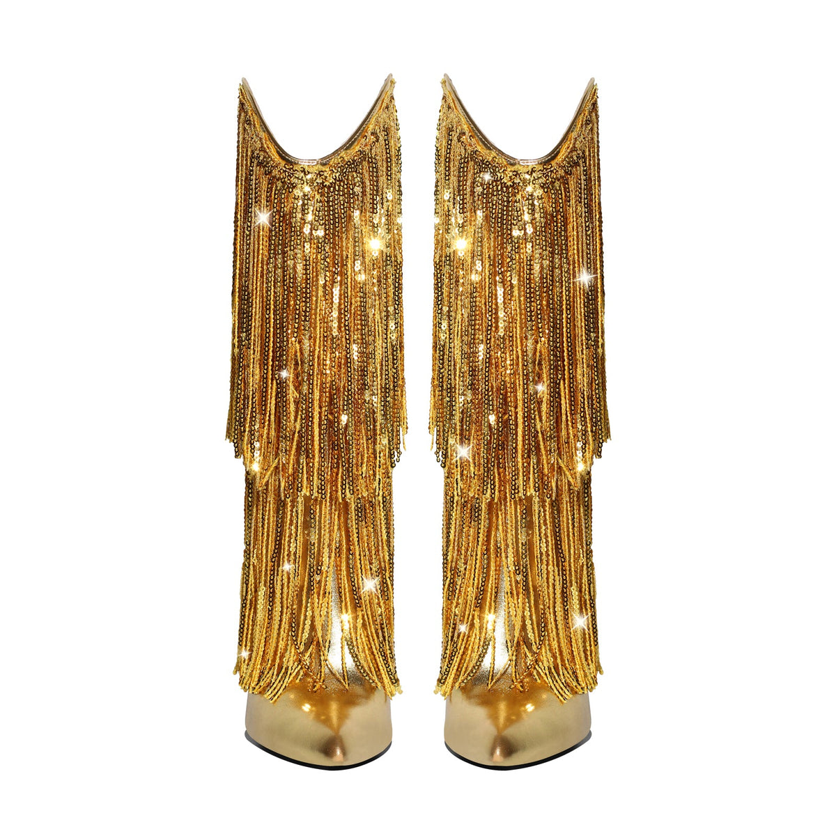 Pointed Toe Stilettos Sequin Fringe Boots | Onlymaker Essential