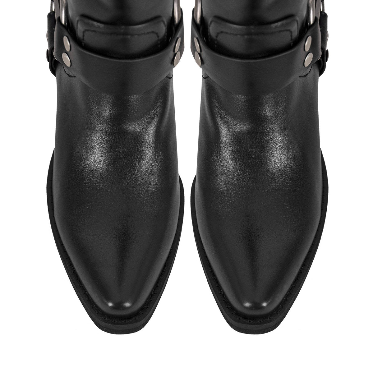 Pointed Toe Chunky Heel Buckle Strap Mid-Calf Western Boots | Onlymaker Sale