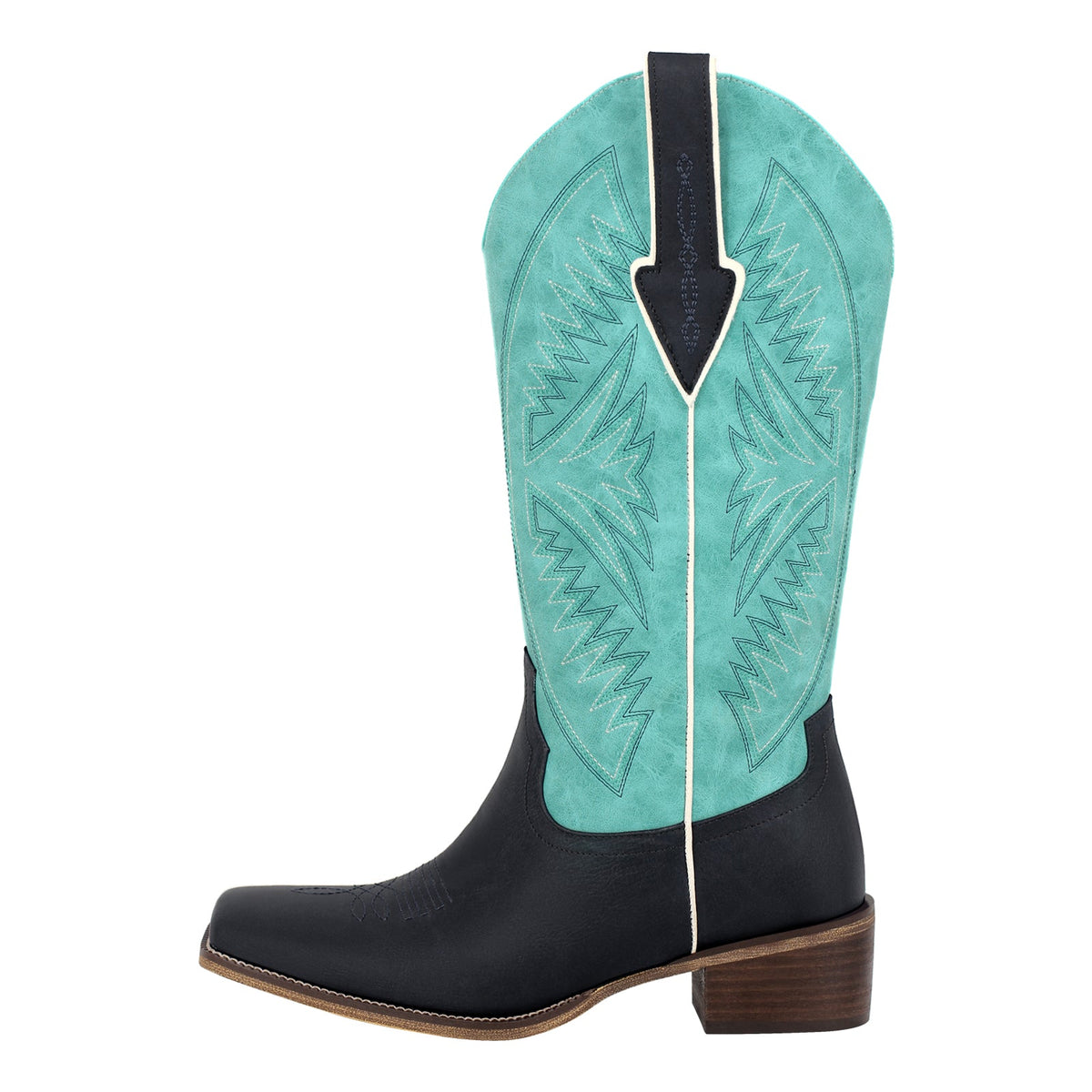 Embroidery Square Toe Split Joint Mid-Calf Western Boots | Onlymaker Discount