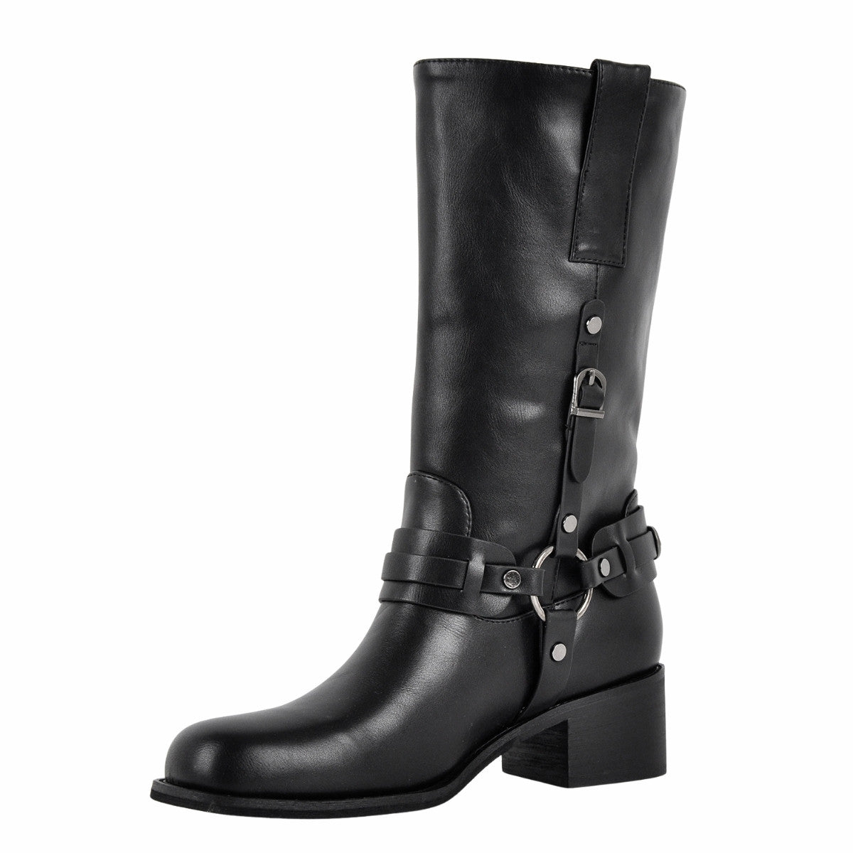 Square Toe Buckle Strap Mid-Calf Boots | Onlymaker Trusted