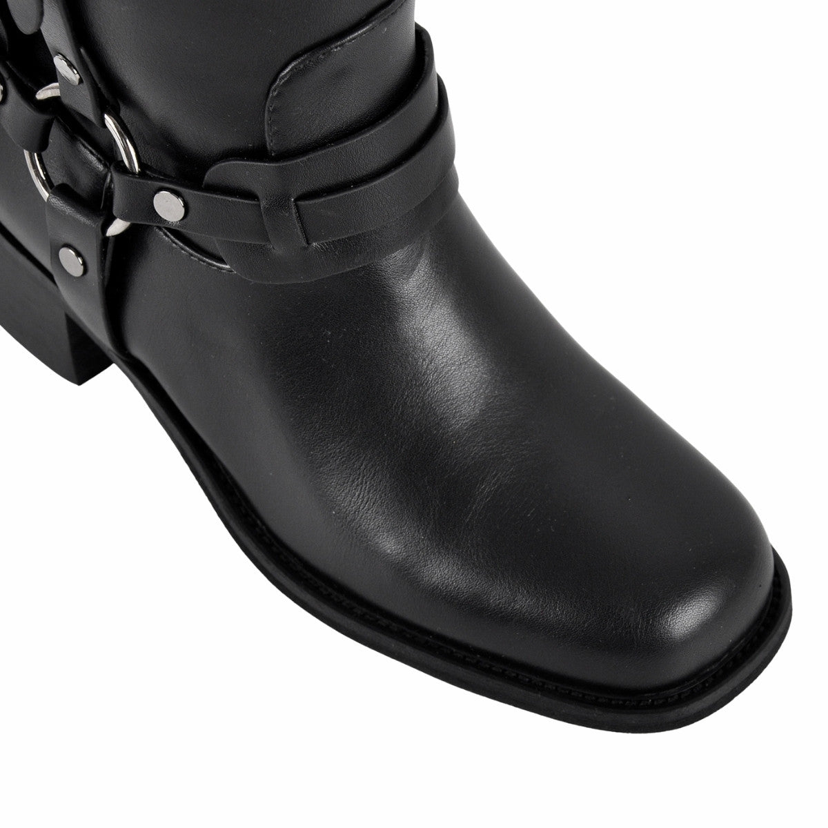 Square Toe Buckle Strap Mid-Calf Boots | Onlymaker Trusted
