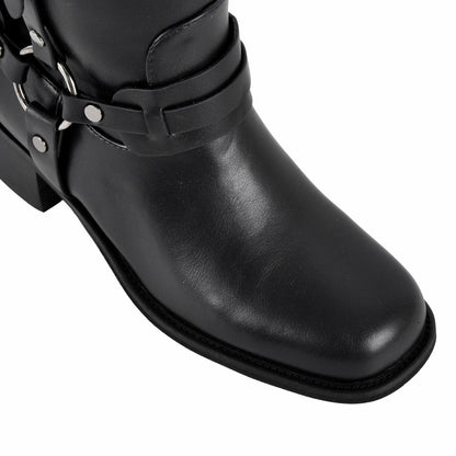 Square Toe Buckle Strap Mid-Calf Boots | Onlymaker Trusted