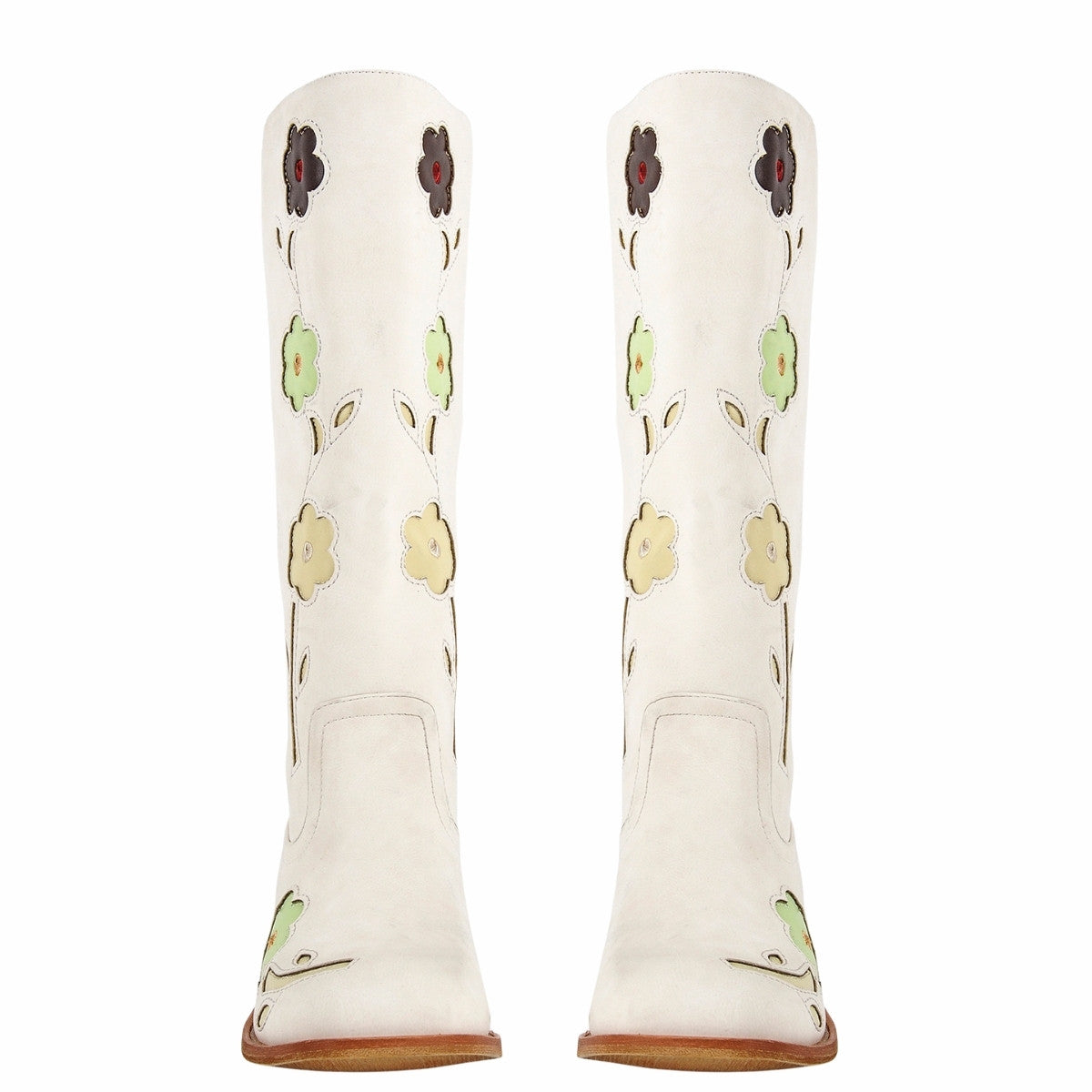 Square Toe Flower Embroidery Mid-Calf Boots | Onlymaker Hot Sale