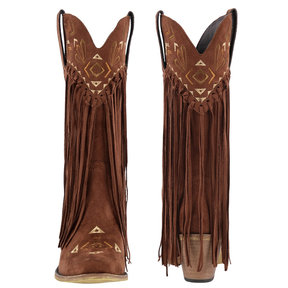 Suede Fringe Embroidery Mid-Calf Western Boots | Onlymaker Customer Favorite
