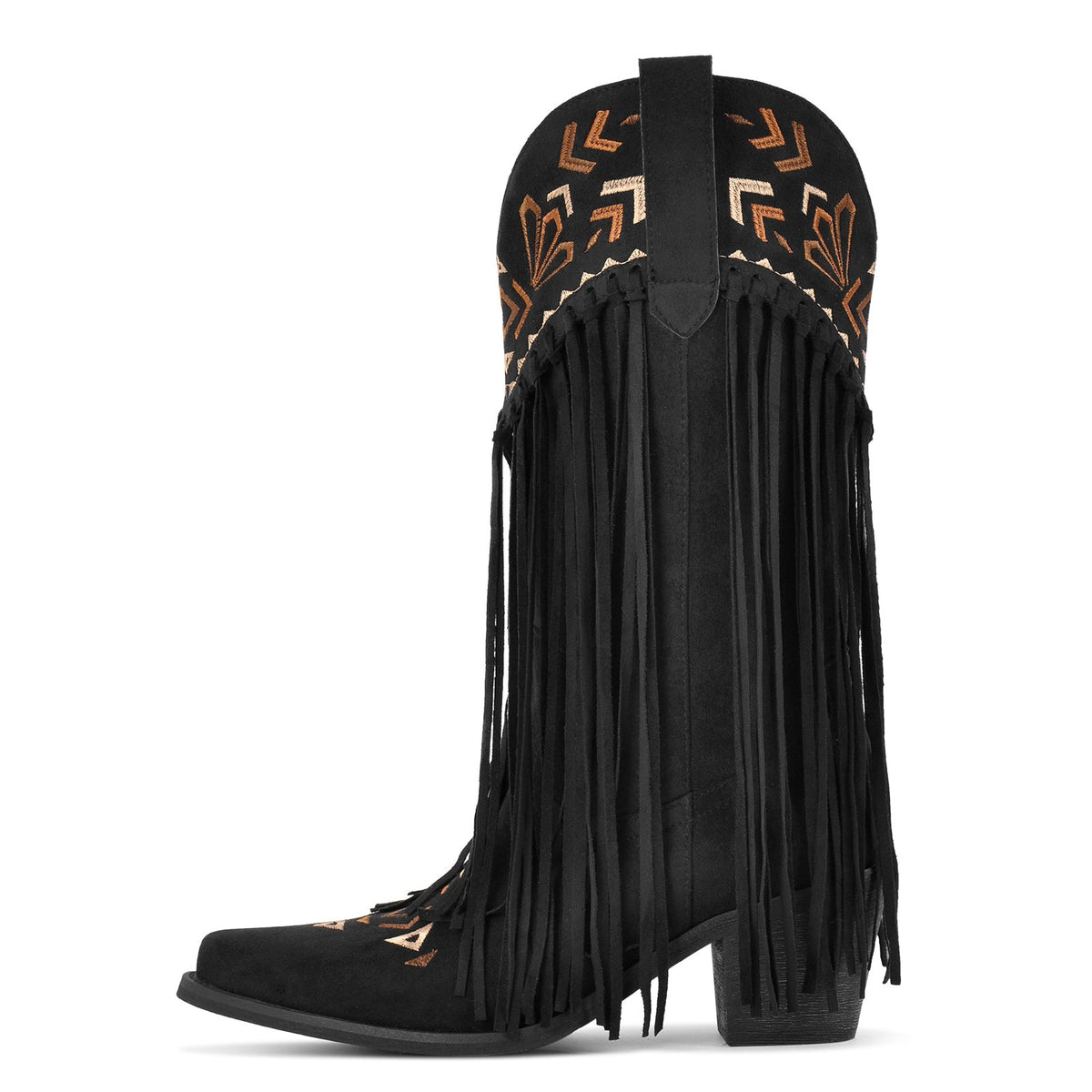 Suede Fringe Embroidery Mid-Calf Western Boots | Onlymaker Customer Favorite