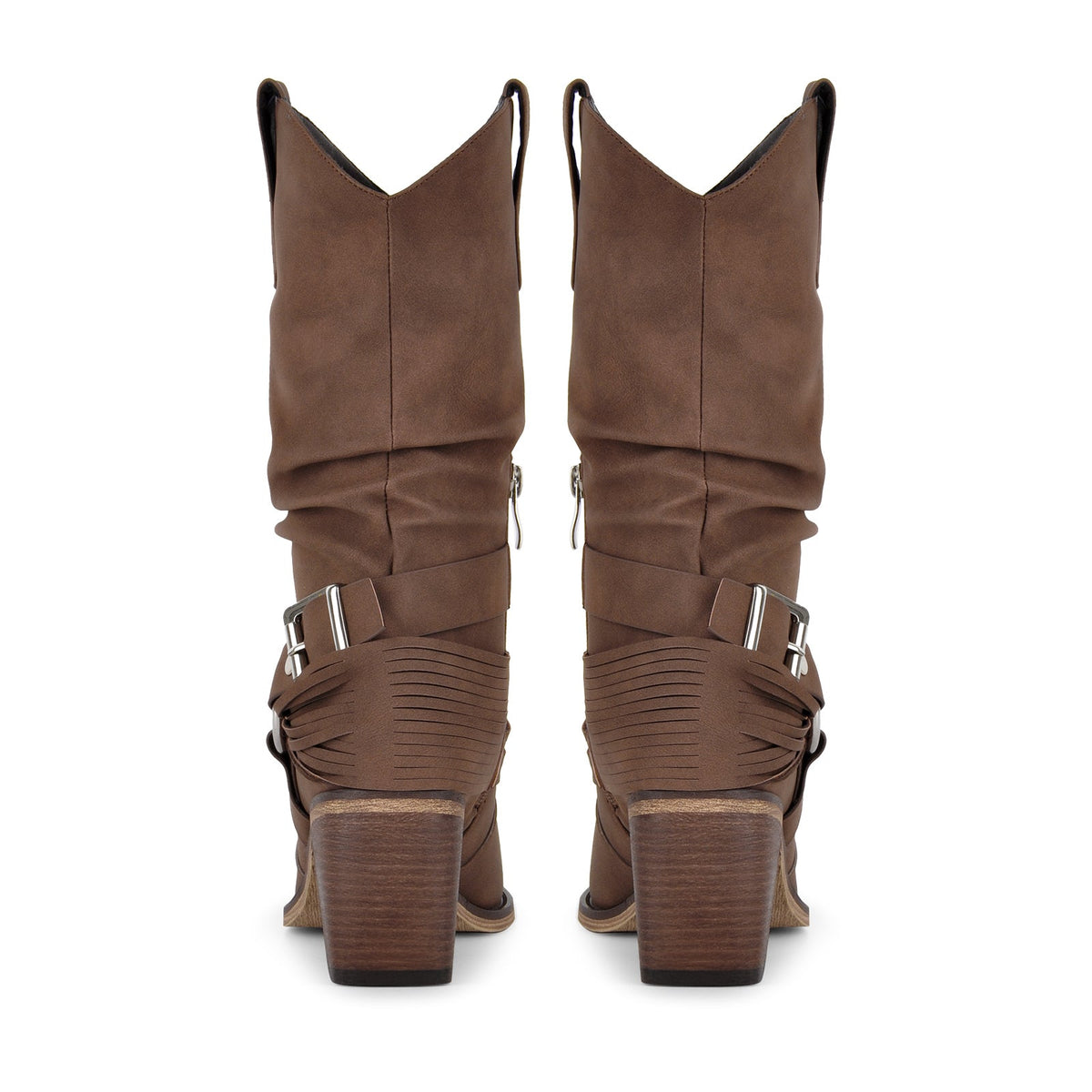Ruched Buckle Strap Mid-Calf Western Boots | Onlymaker Deals