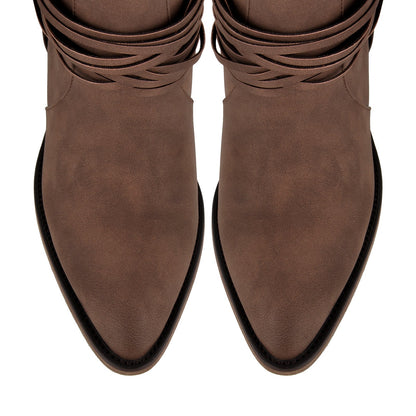 Ruched Buckle Strap Mid-Calf Western Boots | Onlymaker Deals