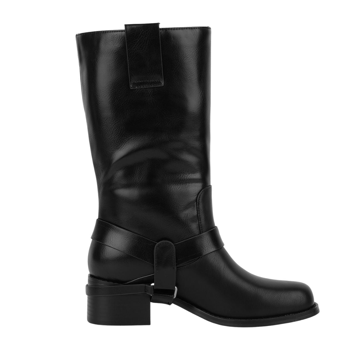 Buckle Strap Chunky Heel Mid-Calf Boots | Onlymaker Value