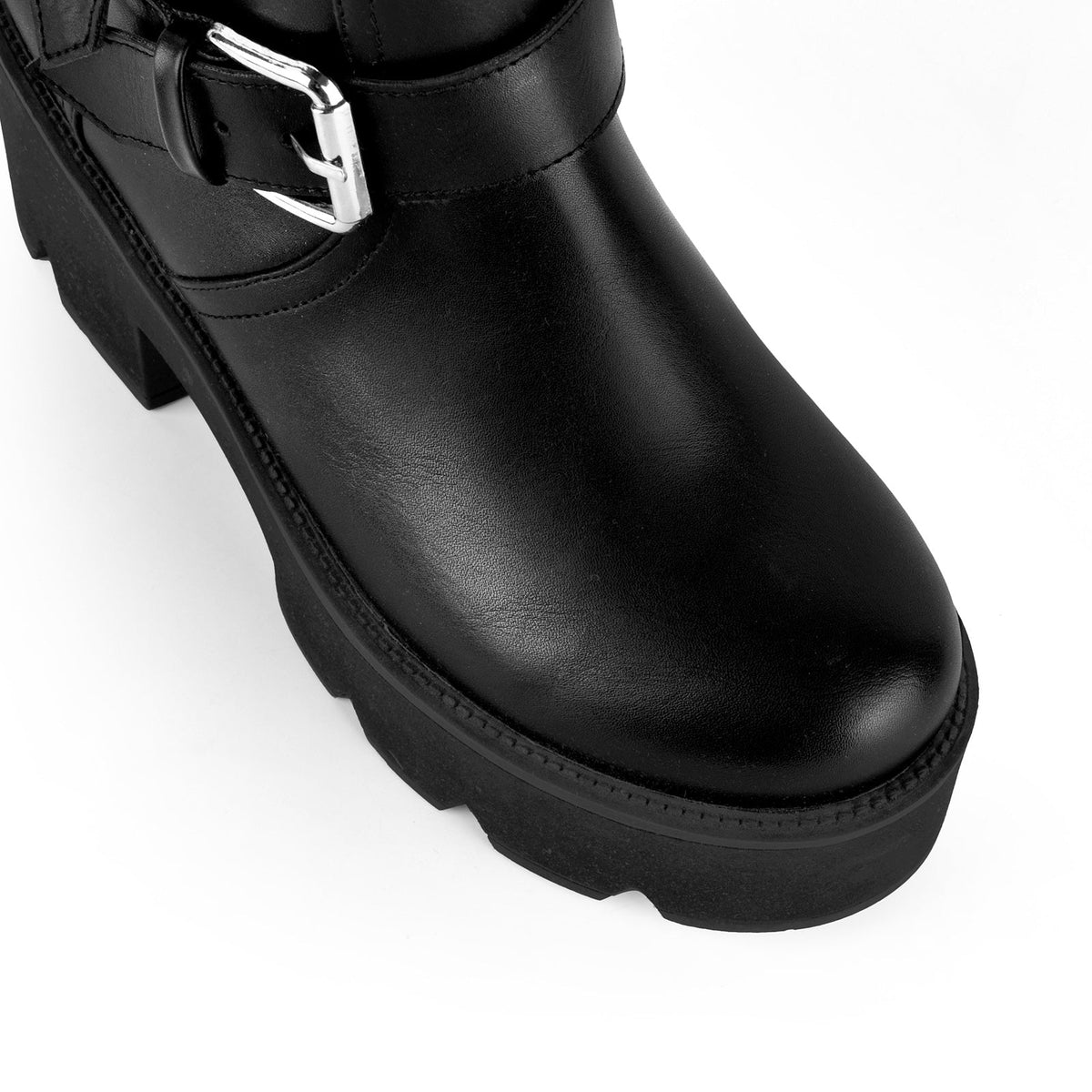 Platform Buckle Strap Zipper Mid-Calf Boots | Onlymaker Exclusive