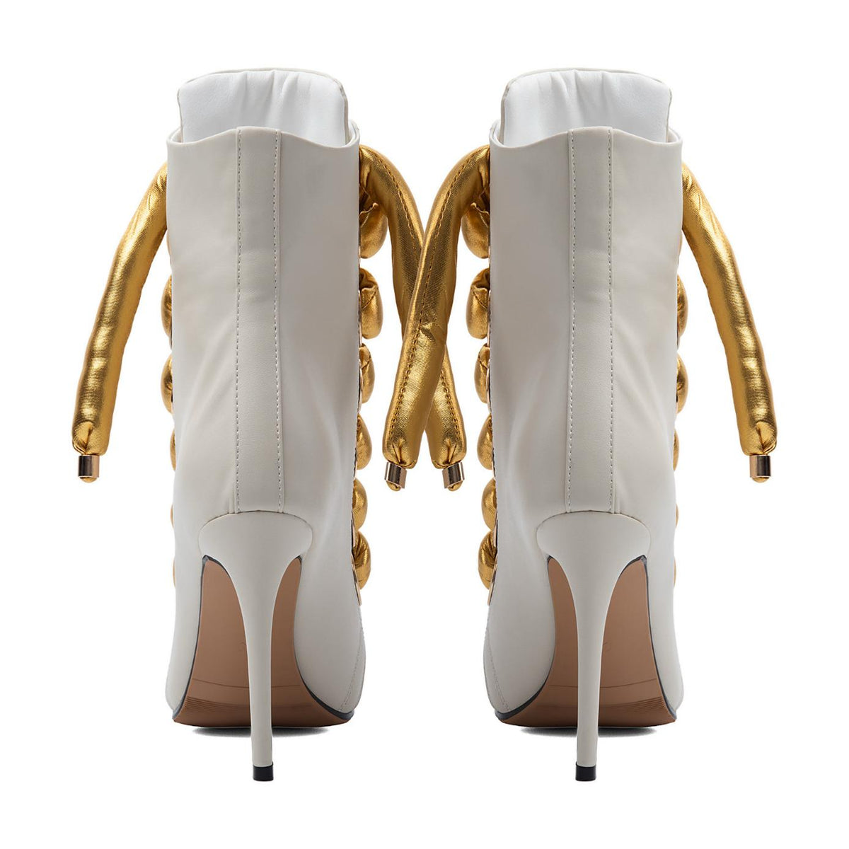 Peep Toe Thick Metallic Rope Lace-up Ankle Boots | Onlymaker Best Price
