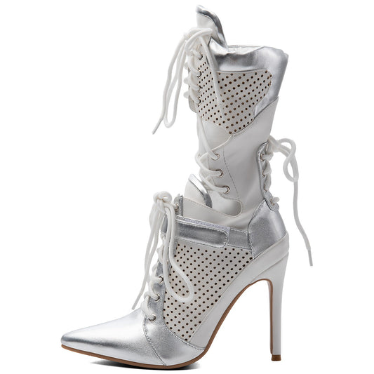 Pointed Toe Cutout Lace-up Sporty Ankle Boots | Onlymaker Deals
