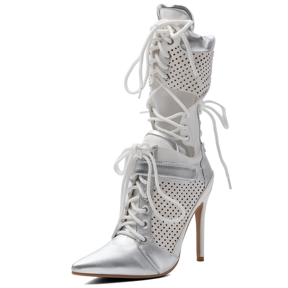 Pointed Toe Cutout Lace-up Sporty Ankle Boots | Onlymaker Deals
