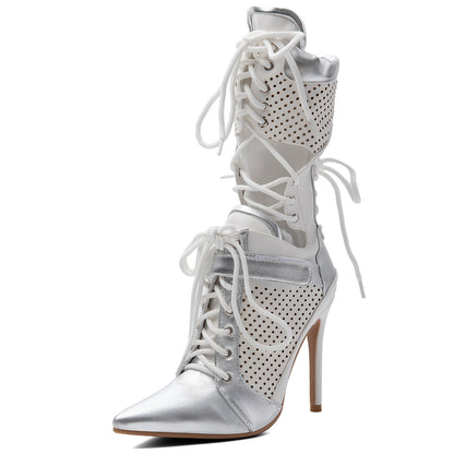 Pointed Toe Cutout Lace-up Sporty Ankle Boots | Onlymaker Deals