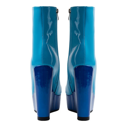 Platform Patent Leather Wedge Heel Ankle Boots | Onlymaker Everyday
