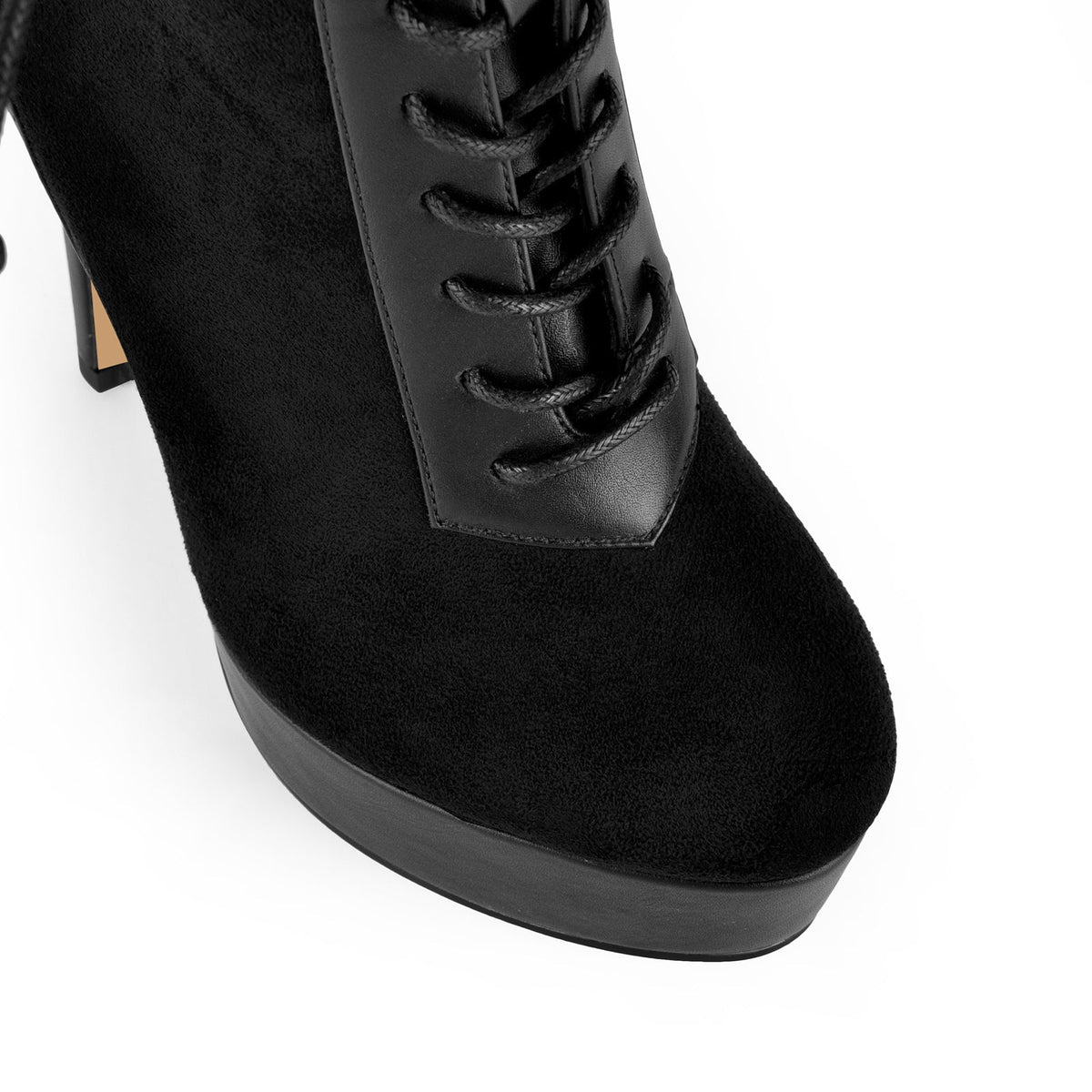 Suede Platform Lace-up Buckle Stiletto Ankle Boots | Onlymaker Special Offer