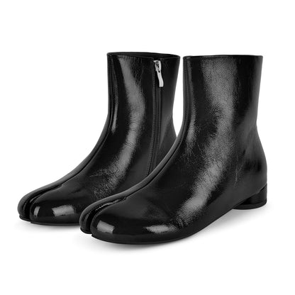 Round Toe Tabi Round Heel Flat Ankle Boots | Onlymaker Trusted