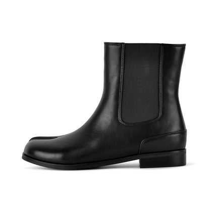 Round Toe Tabi Chelsea Flat Ankle Boots | Onlymaker Customer Favorite