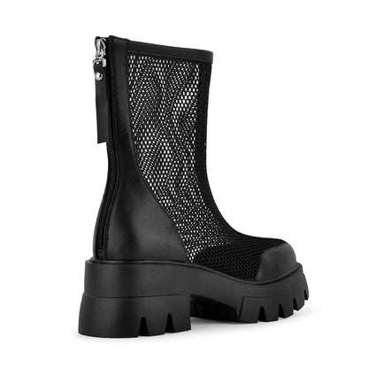 Mesh Platform Back Zipper Ankle Boots | Onlymaker Quality