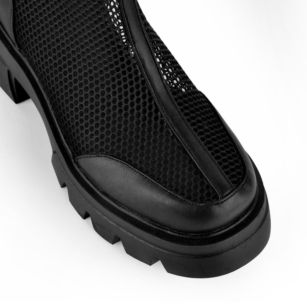 Mesh Platform Back Zipper Ankle Boots | Onlymaker Quality