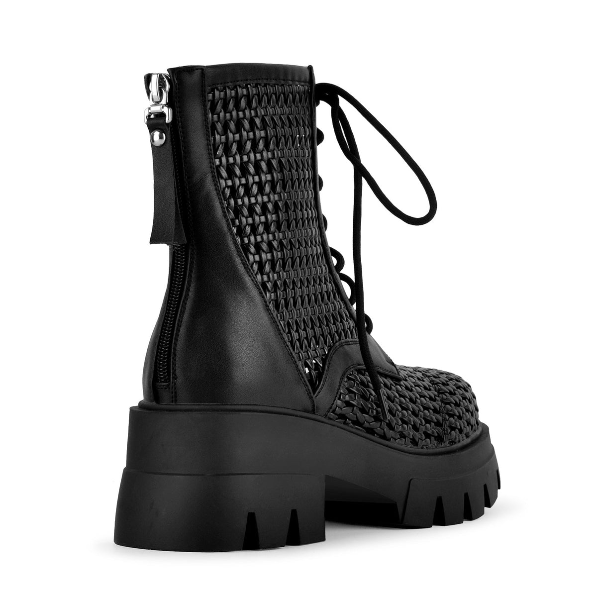 Platform Woven Cutout Lace-up Ankle Boots | Onlymaker Top Pick
