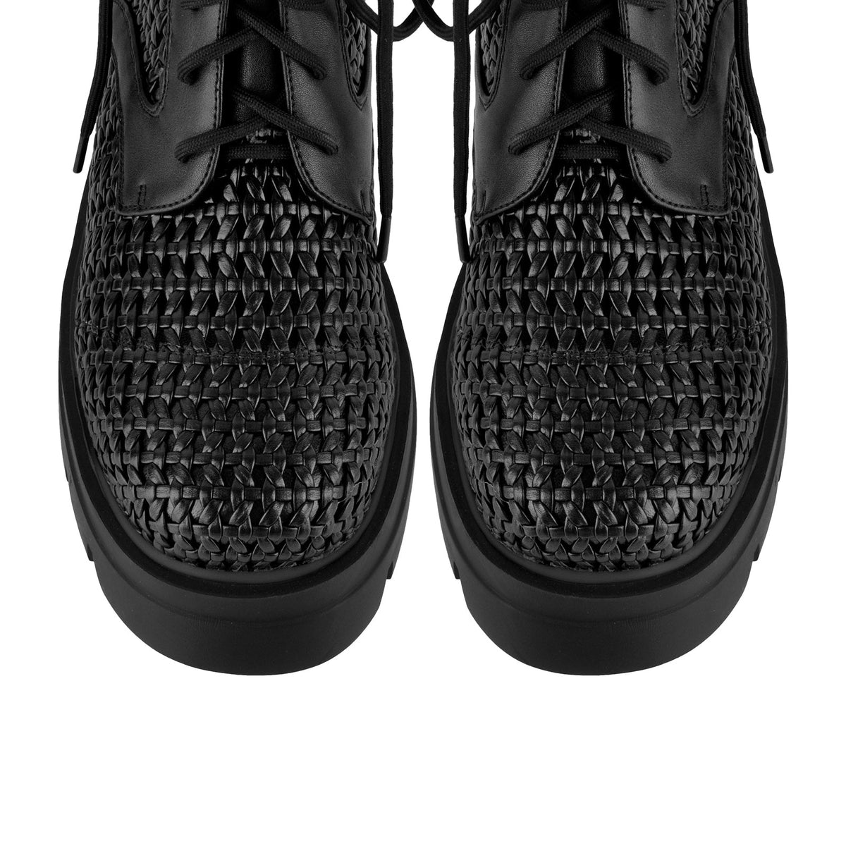 Platform Woven Cutout Lace-up Ankle Boots | Onlymaker Top Pick