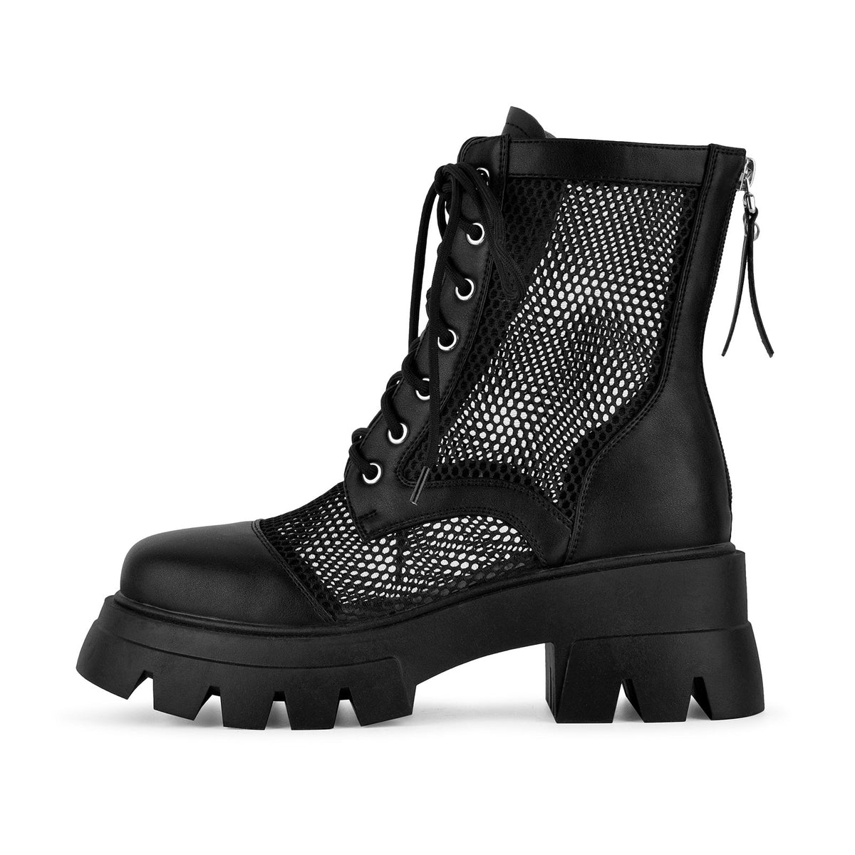 Round Toe Mesh Lace-up Platform Ankle Boots | Onlymaker Customer Favorite