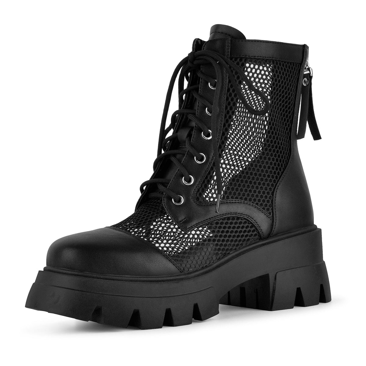 Round Toe Mesh Lace-up Platform Ankle Boots | Onlymaker Customer Favorite