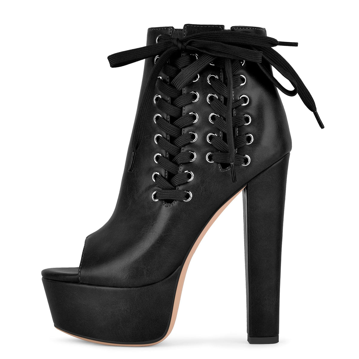 Open Toe Platform Lace-up Ankle Boots | Onlymaker Popular