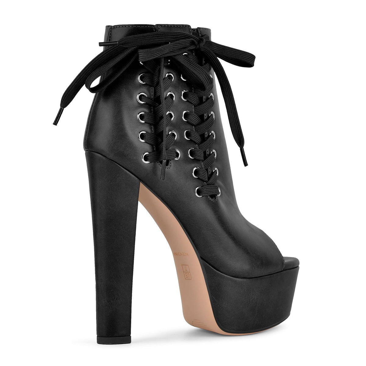 Open Toe Platform Lace-up Ankle Boots | Onlymaker Popular