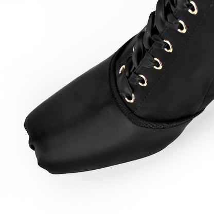 Square Toe Satin Lace-up Stiletto Ankle Boots | Onlymaker Top Pick