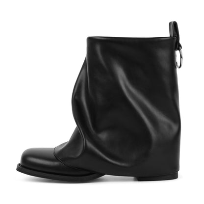 Square Toe Fold Over Chunky Heel Ankle Boots | Onlymaker Discount
