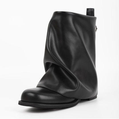 Square Toe Fold Over Chunky Heel Ankle Boots | Onlymaker Discount
