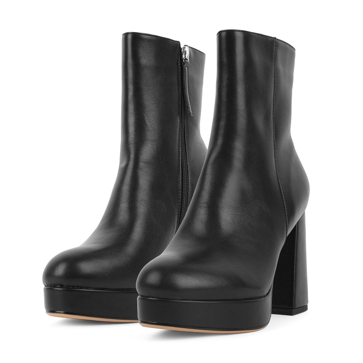 Round Toe Platform Chunky Heel Ankle Boots | Onlymaker Best Seller