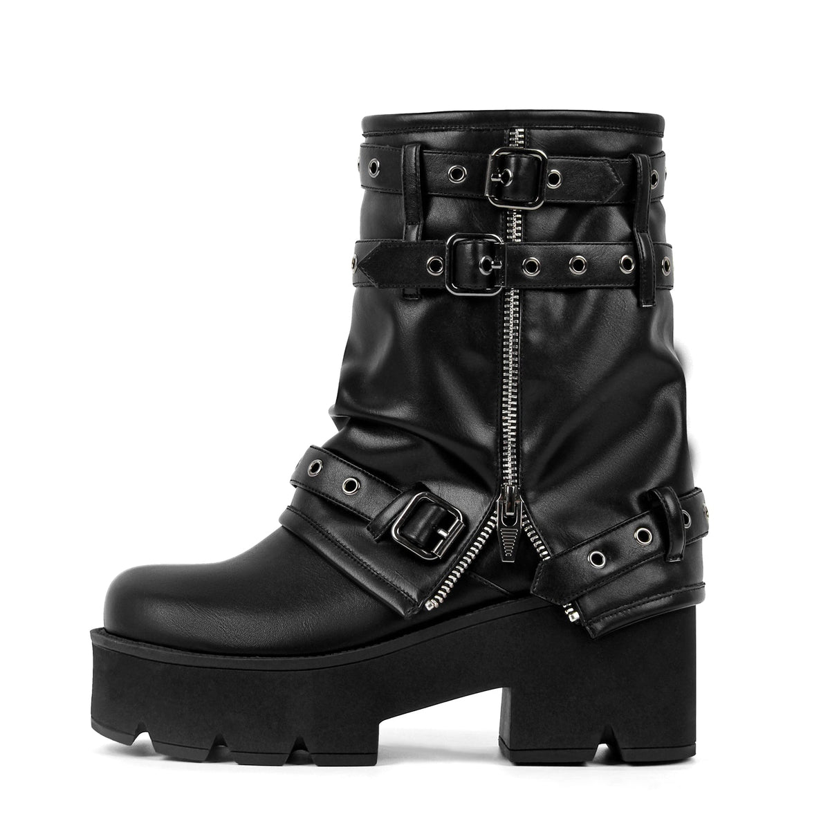 Platform Buckle Strap Fold Over Ankle Boots | Onlymaker Trending