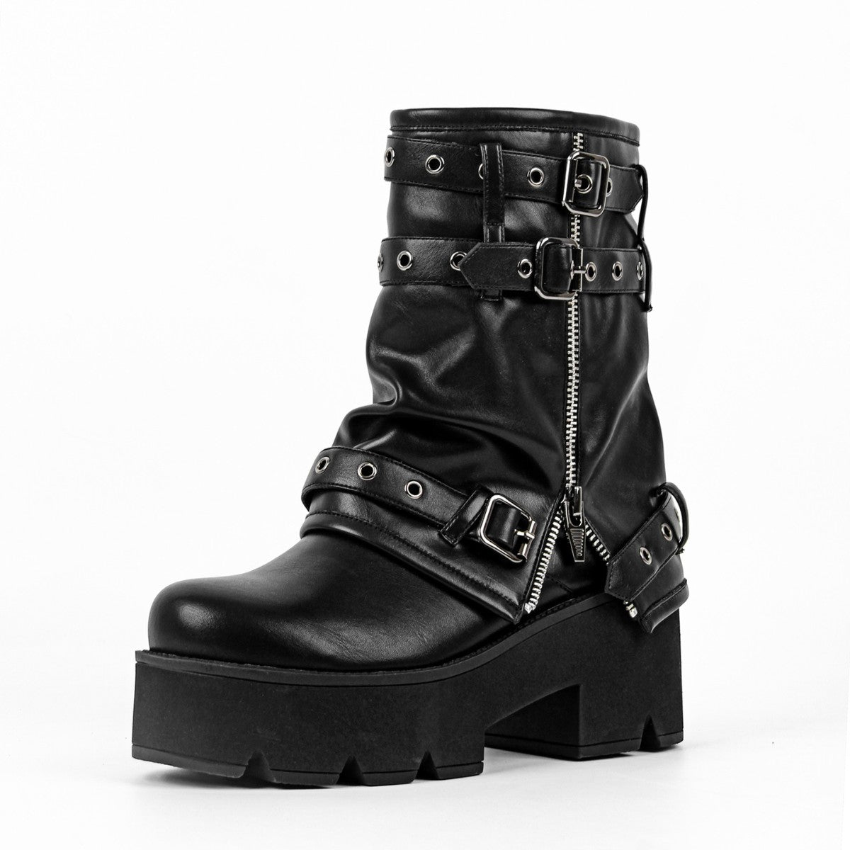 Platform Buckle Strap Fold Over Ankle Boots | Onlymaker Trending