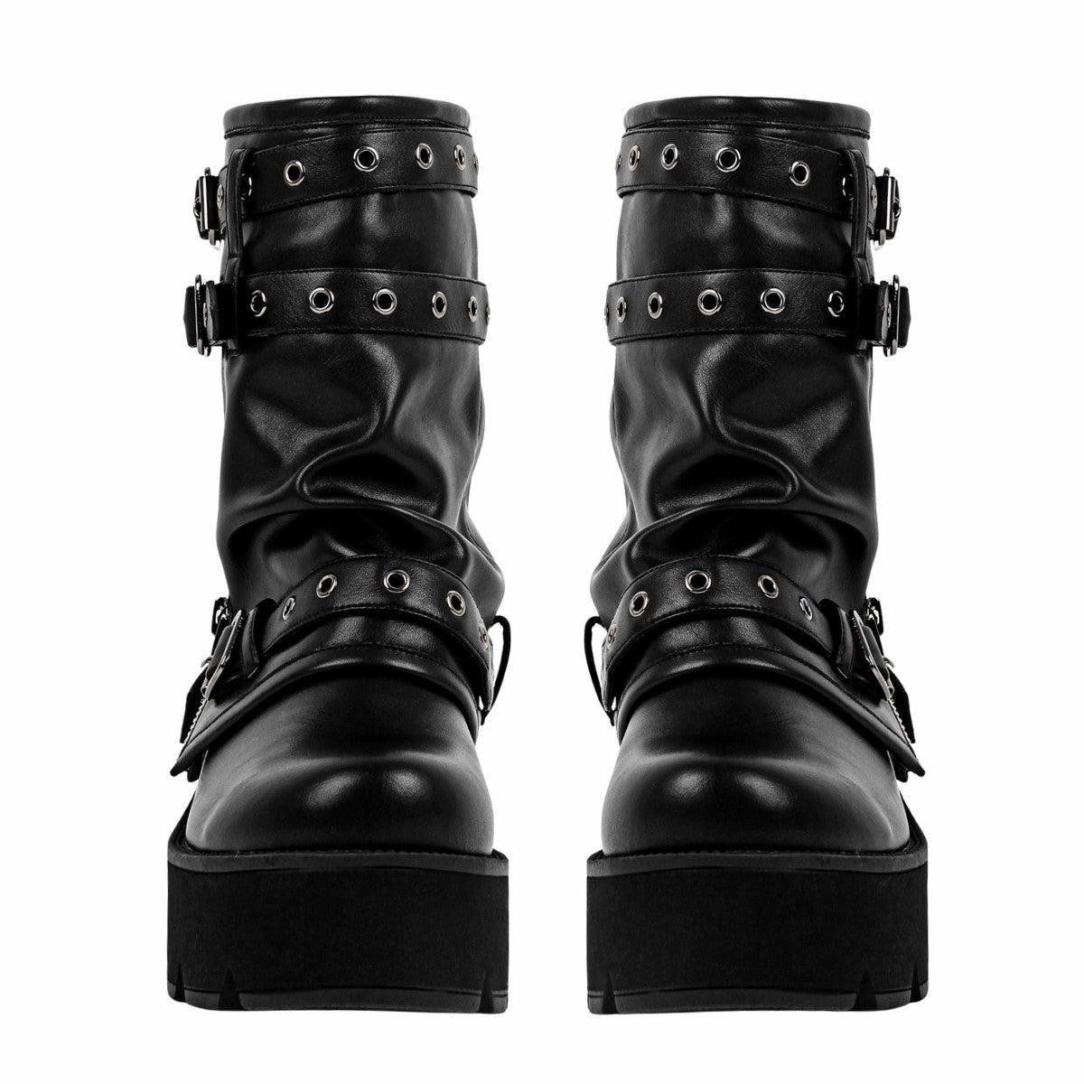 Platform Buckle Strap Fold Over Ankle Boots | Onlymaker Trending