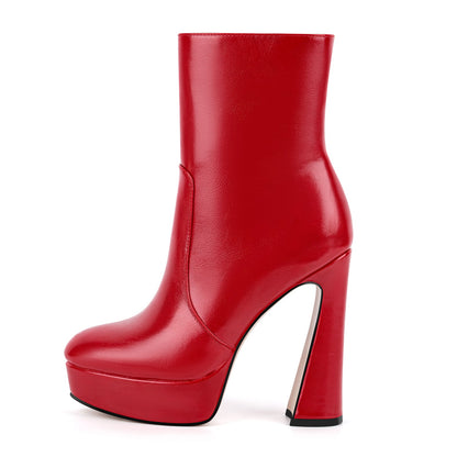 Platform Chunky Heel Zipper Ankle Boots | Onlymaker Popular