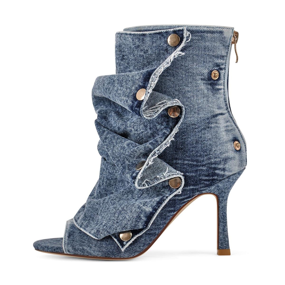 Open Toe Denim Removable Ankle Boots | Onlymaker Special Offer