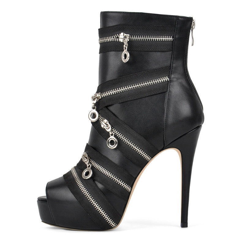 Peep Toe Platform Zipper Ankle Boots | Onlymaker Deals