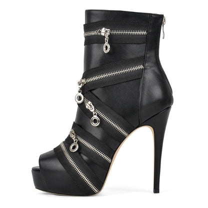 Peep Toe Platform Zipper Ankle Boots | Onlymaker Deals