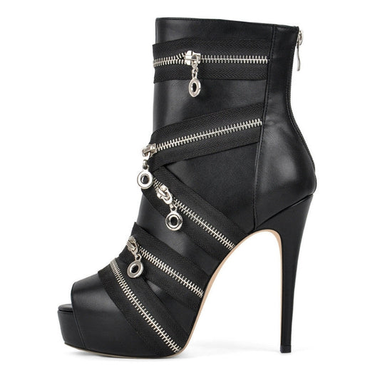 Peep Toe Platform Zipper Ankle Boots | Onlymaker Deals