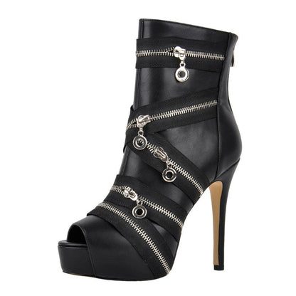 Peep Toe Platform Zipper Ankle Boots | Onlymaker Deals