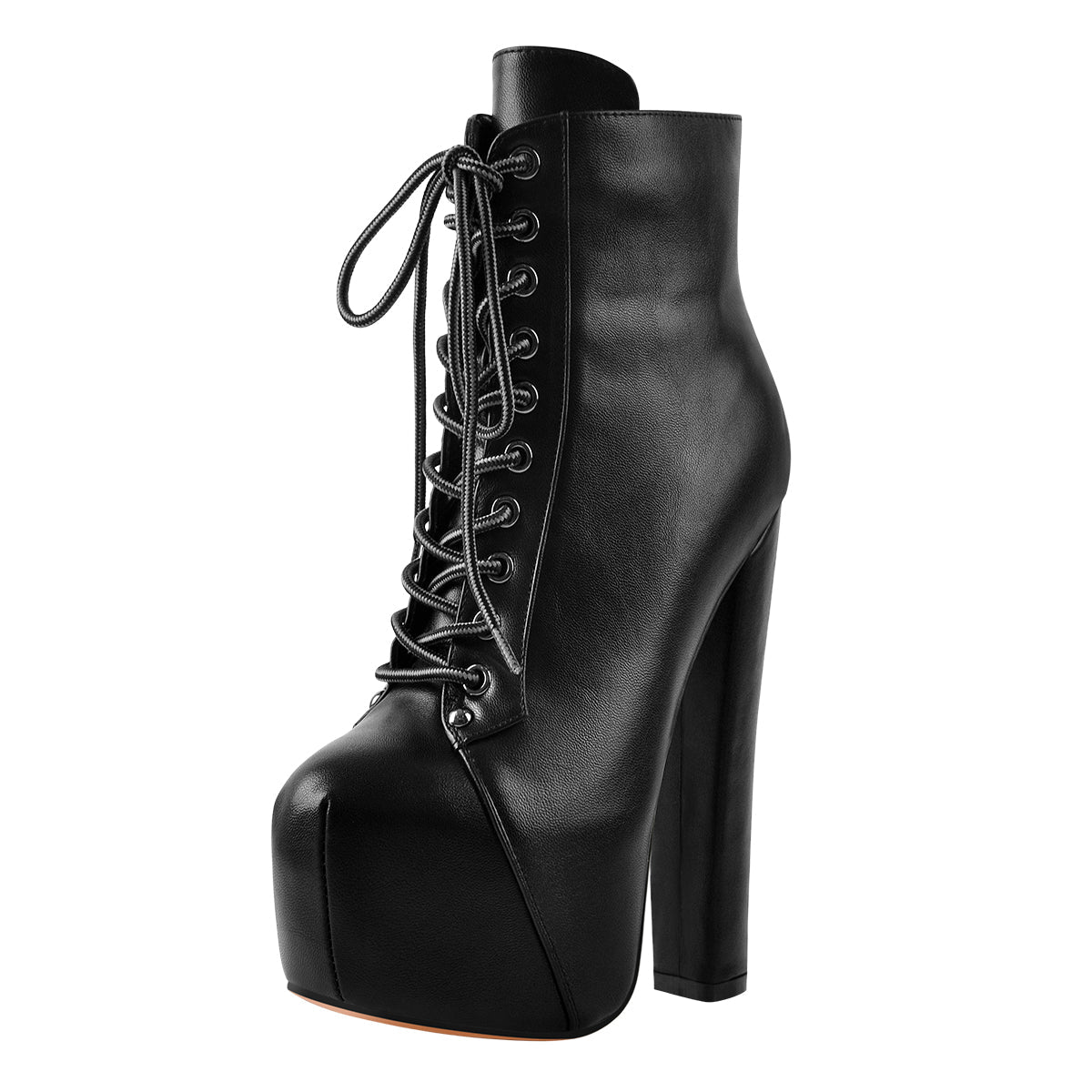 Black Platform Round Toe Chunky Heel Ankle Boots | Onlymaker Hot Sale