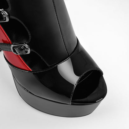 Peep Toe Platform Multi Buckle Ankle Boots | Onlymaker Signature
