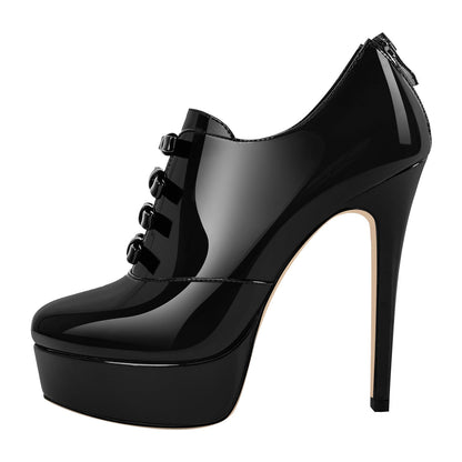 Bow Platform Back Zipper Stiletto Ankle Boots | Onlymaker New