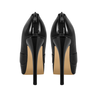 Bow Platform Back Zipper Stiletto Ankle Boots | Onlymaker New